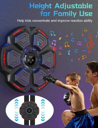 AONESY Music Boxing Machine - Bluetooth Punching Bag with LED Lights, 9 Speed Modes & Counter for Adults & Kids