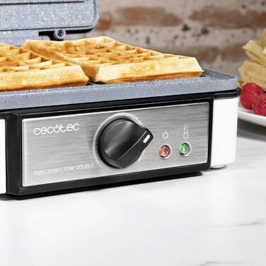 Вафельниця Cecotec Fun Gofrestone з антипригарним покриттям RockStone, регульований термостат, великі вафлі, 1200 Вт, 2 вафлі