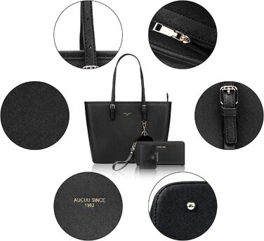 Жіноча сумка-шопер URAQT чорного кольору зі шкіри з помпоном з хутра кролика та брелоком - для офісу, школи, покупок