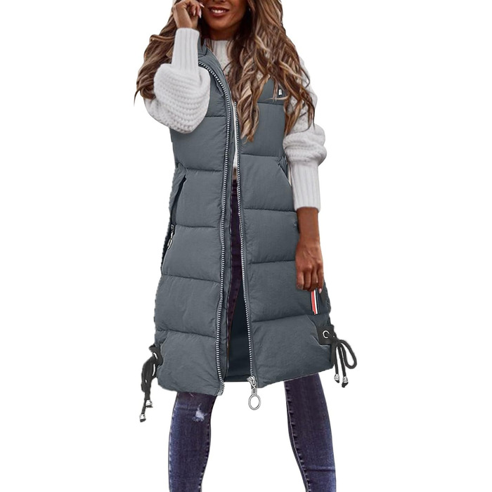 Жіноча тепла куртка Longwete з капюшоном, пухова, легка, елегантна, зимова, зелена (XXL, сіра)