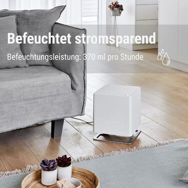 Зволожувач повітря Stadler Form Oskar, енергозберігаючий для кімнат до 50 м², з автовимкненням та нічним режимом, димуючі LED, дуже тихий, білий (чорний)