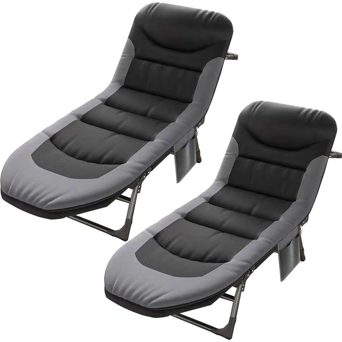 Розкладне ліжко-крісло для кемпінгу та відпочинку: розкладне ліжко, карпове ліжко, ліжко для риболовлі, гостьове ліжко (чорний)