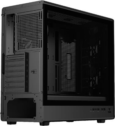 Ігровий корпус Itek Woody W2B ATX Tower, 4 вентилятори 140мм, USB 3.0, Type-C, дерев'яна передня панель, загартоване скло, чорний