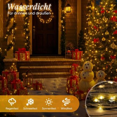 SALCAR LED Ліхтарна гірлянда на мідному дроті, 1000 LED, 8 режимів, вологостійка, для прикраси кімнат, ялинок, саду, вечірок, весіль, тепле біле світло, 100 м