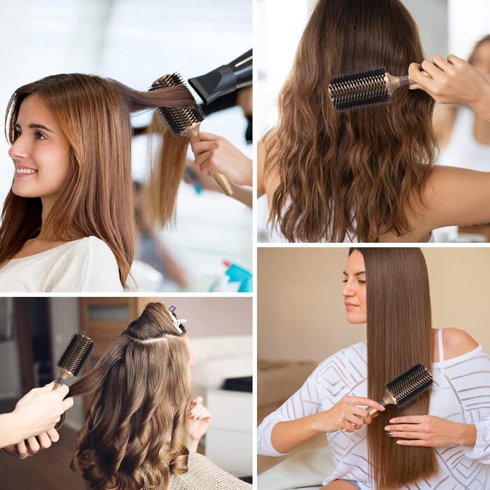 Кругла щітка для розчісування та укладання волосся з щетиною дикого кабана та нейлону, професійна щітка для створення локонів (діаметр 40/70 мм)