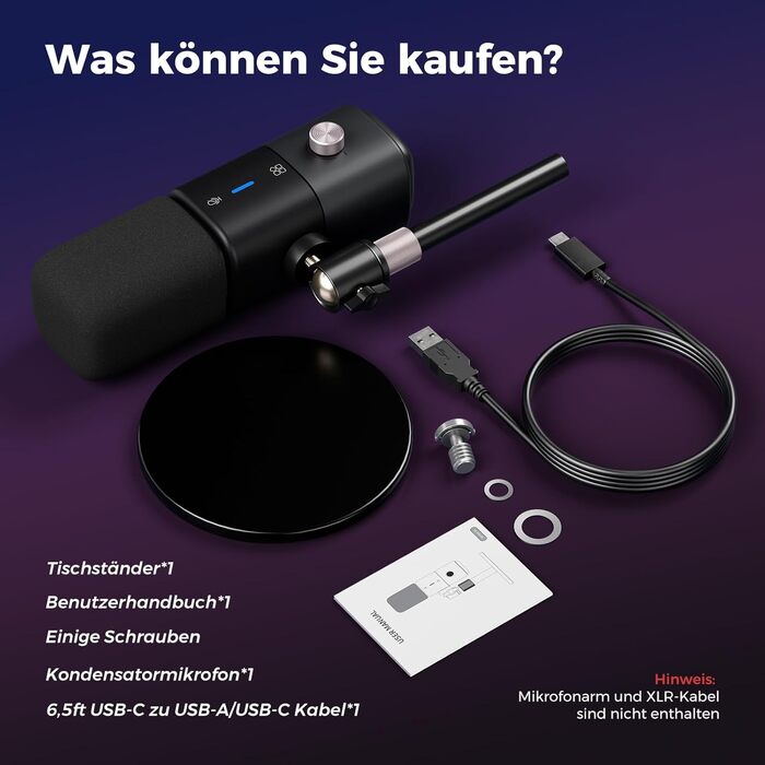 Конденсаторний мікрофон NearStream AM25X з підставкою: USB/XLR, для стрімінгу, подкастів, ігор (PC/PS5/PS4), з функцією моніторингу та шумозаглушення