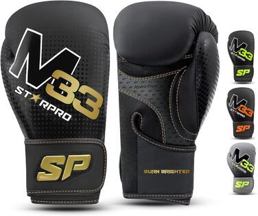 Starpro M33 Boxing Gloves for Powerful Punches & Quick Knockouts - Men's & Women's Boxing Gloves Set, Training & Sparring Gloves, 12oz, Matte Grey/Neon Green & Matte Black/Gold