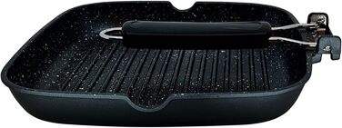 Гриль-сковорода Brieve Black Titanium індукційна, алюмінієва, з антипригарним покриттям, складана, 20x20 см