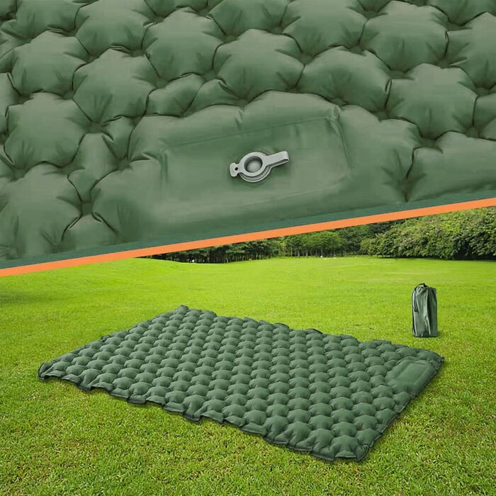 Каретка самонадувна туристична ізомат з подушкою, вологостійка та легка для кемпінгу та подорожей (зелена)