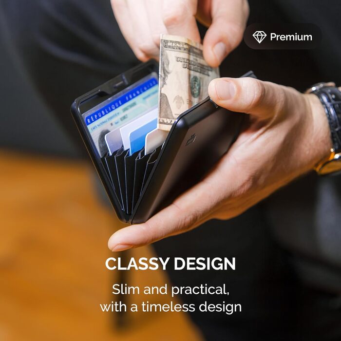 Чоловічий гаманець ÖGON -DESIGNS Smart Case Big Stockholm з алюмінію, велика місткість, RFID-захист, чорний