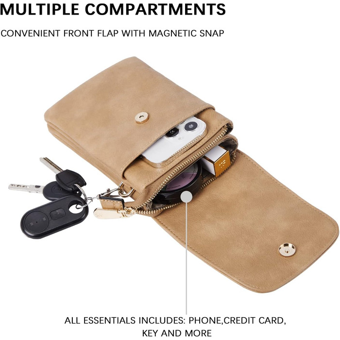 Сумка-клатч BOSTANTEN Klein через плече з PU шкіри для жінок, сіра (A-09-braun) - гаманець та сумка 2 в 1