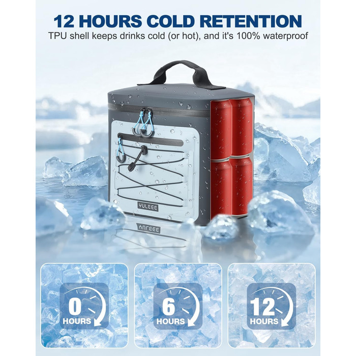 Чорна ізольована сумка-холодильник 24L для пікніків, пляжу, кемпінгу та транспортування продуктів