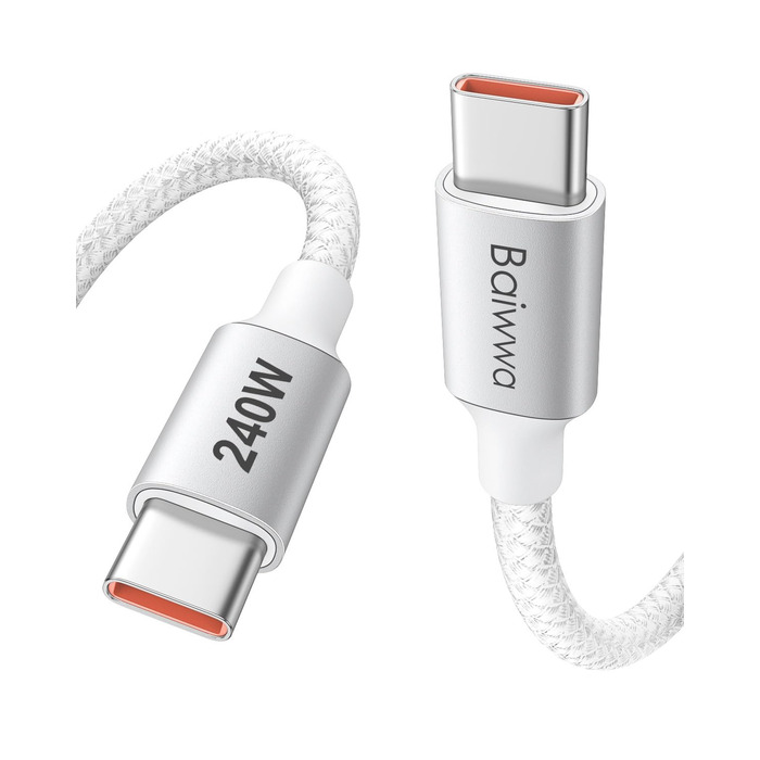 Кабель USB-C to USB-C 240W, 1м, білий. Швидка зарядка 5A. Сумісний з iPhone 15/16 Pro Max, Samsung Galaxy S25/S24 Plus/A16/A56