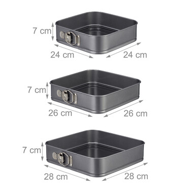 Relaxdays Set of 3 Square Cake Tins