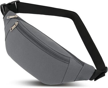 Сумка на пояс (бананка) водонепроникна, стильна, унісекс, нейлон для чоловіків та жінок. Підходить для спорту, подорожей, прогулянок з собакою (сіра)