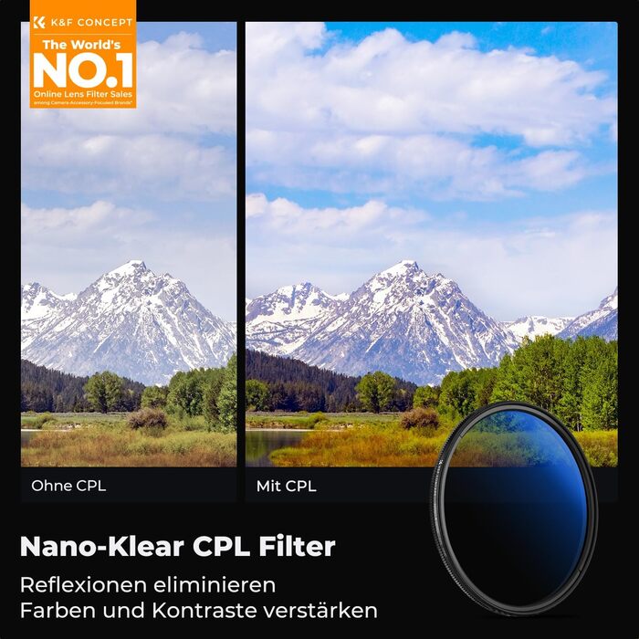Поляризаційний фільтр K&F Concept K-Serie Pro 46мм CPL для об'єктива фотокамери (скло, алюміній)