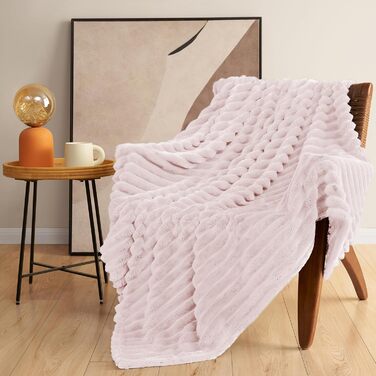 М'яка ковдра WAVVE з флісу 150x200 см (220x240 см), рожева - для дивану, софи, декору інтер'єру