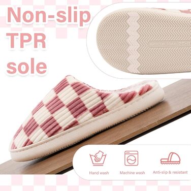 Тапочки халатні Guyarns для дому, жіночі та чоловічі, з м'якою підкладкою з плюшу, з пам'яті піни, в клітинку, з неслизькою підошвою, рожеві, 38/39 EU