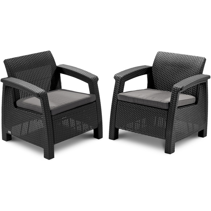 Комплект садових меблів Curver Keter Corfu II DUO, сірий, 2 предмети