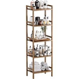 HITNET 5-Tier Freistehendes Bücherregal (Weiß/Walnuss)