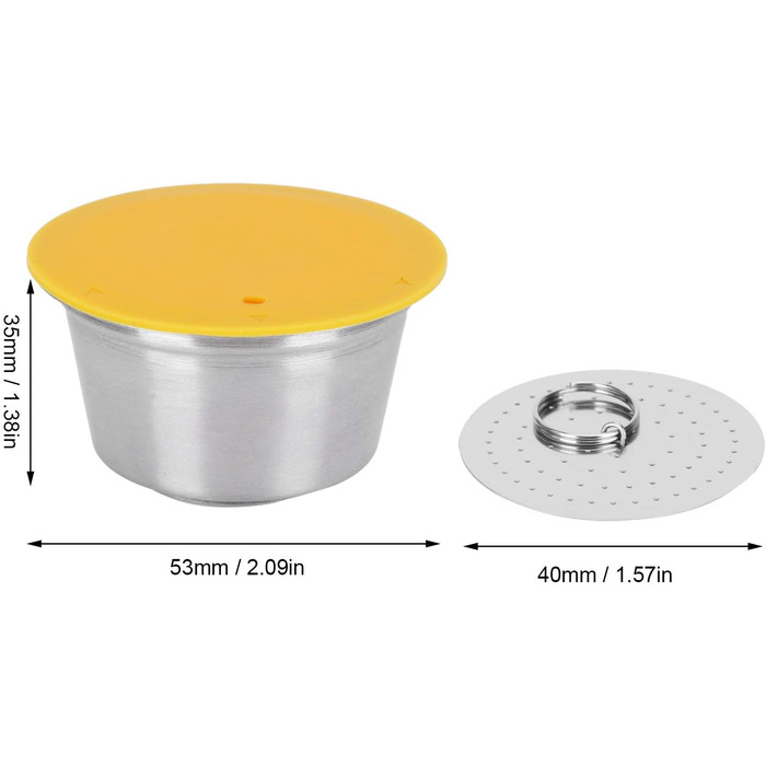 Reusable Stainless Steel Coffee Capsules for Refilling - Refill Capsule Coffee Filter for Dolce Gusto Coffee Machine (Yellow)