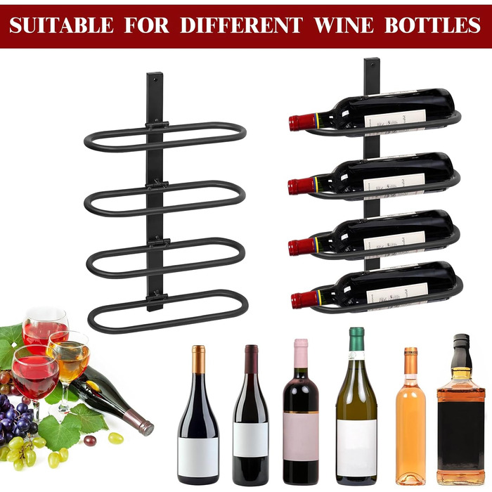 Настінна полиця для вина на 8 пляшок з металу - Weinregal Wand Metall