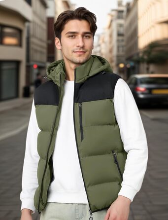 Чоловіча зимова жилетка AIEOE з капюшоном, тепла стеганая жилетка, великі розміри EU S-XL (Зелений, M)