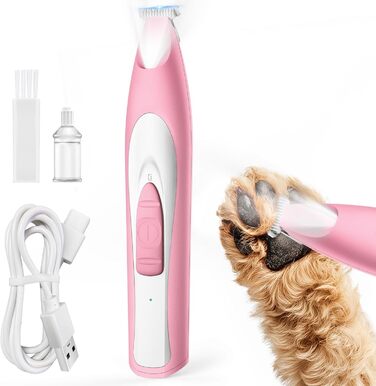 Триммер для собак Oneisall Paw Trim Pro з LED-підсвічуванням, рожевий: безпечна стрижка лап, очей, вух та обличчя