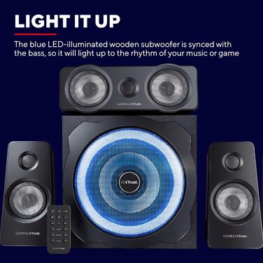 Акустична система Trust Gaming GXT 658 Tytan 5.1 Surround з сабвуфером, LED-підсвічуванням, 180 Вт, для ПК, ноутбука, консолі, TV, чорна