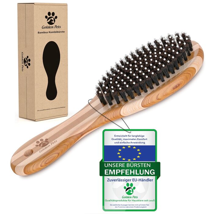 Бурштук для собак та котів 2в1 Bambus: розчісування та вичісування | Підходить для середньої та довгої шерсті | Гребінець для підшерстка + Безкоштовний посібник з догляду