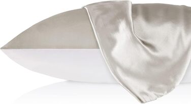 LILYSILK 19 Momme Silk Pillowcase Mulberry Silk with Cotton Back Unisippers Hair and Skin Care Silk Pillow Cover for Pillows 1 Piece (Silver Gray, 80x80cm)