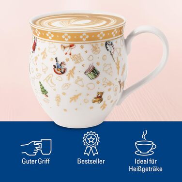 Villeroy & Boch - Toys Delight Mug Set with Handle, 2-piece, decorative collector's mug from the anniversary edition, porcelain, colorful/gold/white, 440 ml