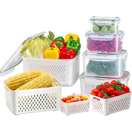 50 великих контейнерів для зберігання з кришкою, герметичні | Без BPA | Складаються | Контейнери для кухні для приготування їжі | Безпечні для морозильної камери та мікрохвильової печі | 25 контейнерів + 25 кришок | Герметичний дизайн (5 шт. контейнери для зберігання фруктів)