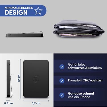 TRAVANDO SLYDE: Тонке шкіряне картхолдер з RFID захистом для чоловіків - 6 карт, картхолдер-портмоне (Чорний)