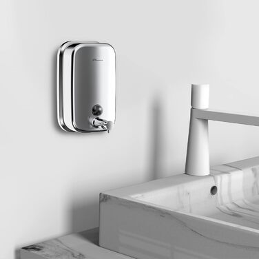 Stainless Steel Wall Mounted Soap Dispenser - 800ml, Hygienic Push Top, Rust-Resistant & Drip-Proof