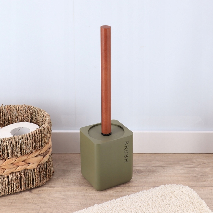 Підлоговий ершик для туалету SALVA, оливковий — аксесуар для ванної кімнати та вбиральні