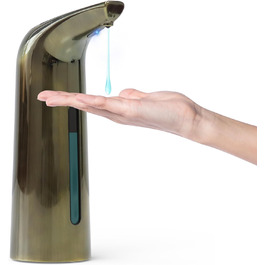 Автоматичний безконтактний дозатор мила з 4 рівнями регулювання, 400 мл, електричний, на батарейках, для встановлення на стіл, з інфрачервоним датчиком (Бронзовий), 400 мл, Бронза