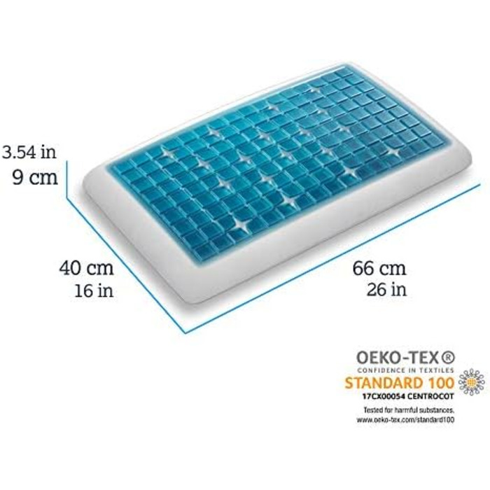 Technogel® Deluxe Orthopedic Neck Pillow – Patented, Free of Harmful Substances & Certified - Cervical Gel Pillow for Back & Side Sleepers incl. Pillowcase 66x40x09 cm 9 cm Height