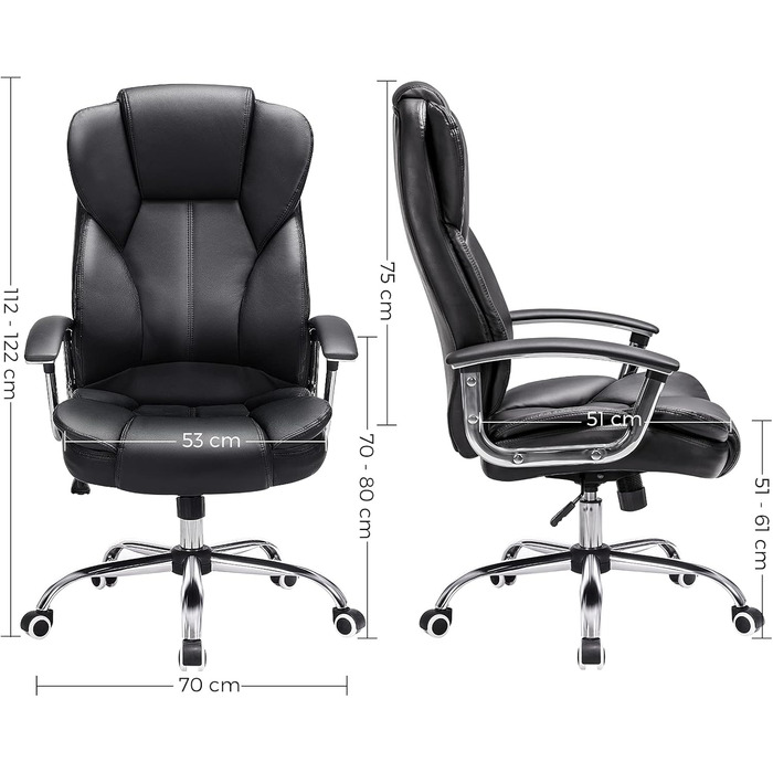 Крісло офісне SONGMICS, крісло для офісу, крісло для комп'ютера, регулювання висоти сидіння, чорне