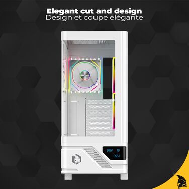 Корпус для ПК Empire Gaming ECM252 Mid Tower з цифровим дисплеєм (температура CPU/GPU, RPM) - 3 ARGB вентилятори - ATX/Micro-ATX/ITX - USB C