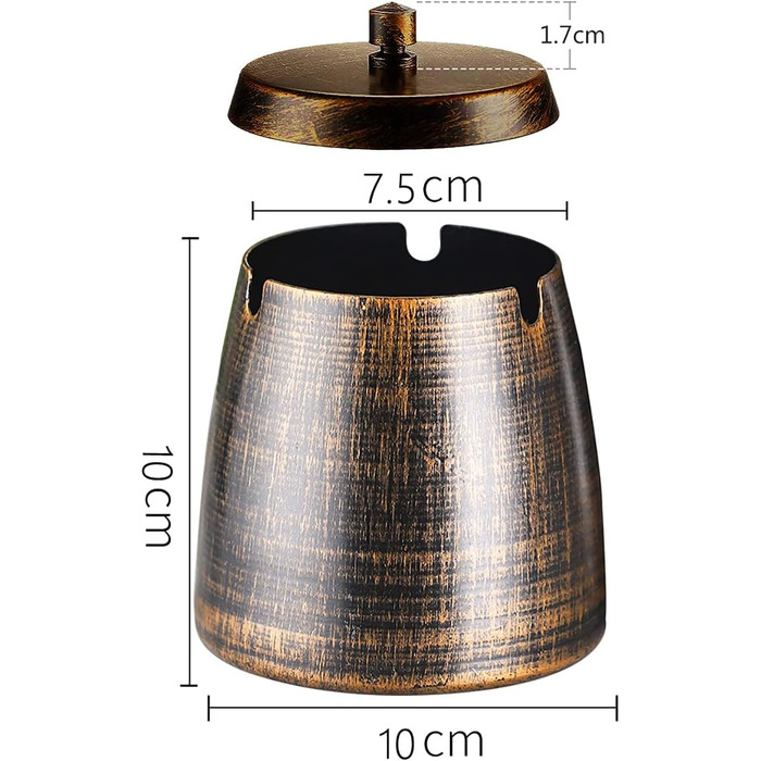 Стакан для сигарет з кришкою, для дому та вулиці, нержавіюча сталь, вітрозахисний, для садового, барного, офісного використання (компактний)