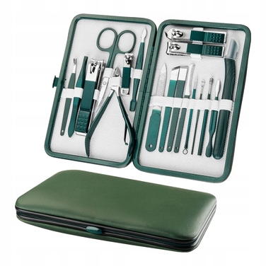 Набір інструментів для манікюру та педикюру, 18 предметів, з футляром