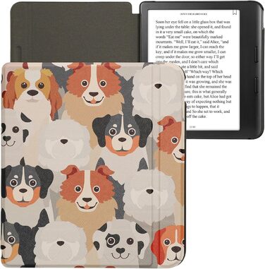 Чохол-книжка kwmobile для Kobo Libra Colour/Tolino Vision Color - багато колірних варіантів (Велика кількість собак, світло-коричневий, сірий)