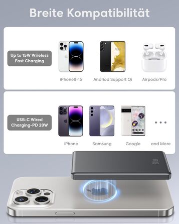 Powerbank Ntaanoo MagSafe 5000mAh з швидкою зарядкою 20W для iPhone 16/15/14/13/12, чорний