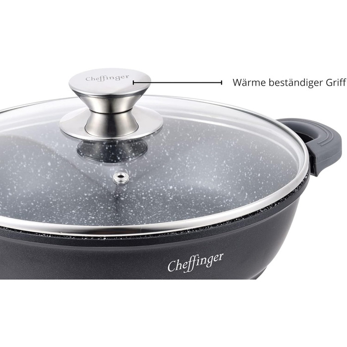 Чавунна каструля Cheffinger з кришкою, 24 см, індукція, чорна