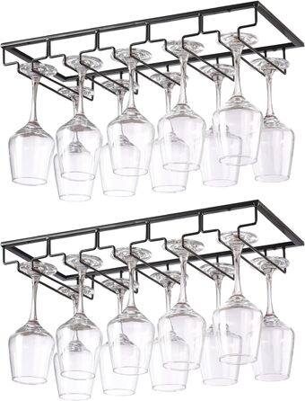 Тримач для келихів YunNasi (2 шт.) - 5 рядів, металевий, для кухні, бару, ресторану, чорний