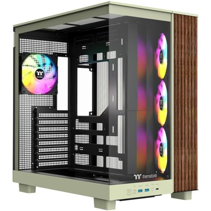 Корпус Thermaltake TG ARGB ATX Mid-Tower View 380 XL Wood (Matcha Green) з 4 вентиляторами ARGB, USB-C, підтримка радіатора 360mm