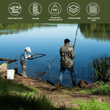 Зручний складаний туристичний пуф з сумкою для зберігання, 30 см (Чорний)