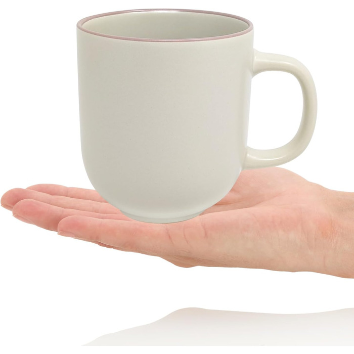 Набір керамічних кавових чашок Com-Four® 6 шт. 350 мл: чайник для гарячих та холодних напоїв, сучасний дизайн, кольорові чашки з ручкою (блакитний/зелений/сірий), 12 шт. (бежевий/рожевий)