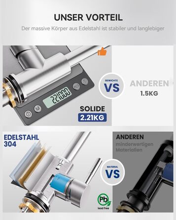 Змішувач кухонний Sofetiy висувний з душем, нержавіюча сталь, 360° поворот, одноlever, 2 режими струменя